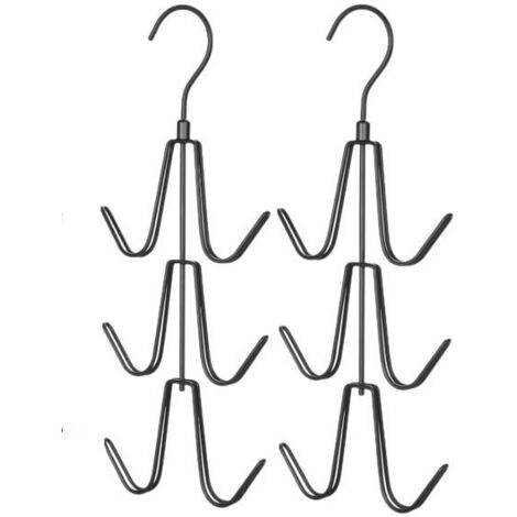 Sollbry 2PCS Cintres pour Sac à Main Placard, Accroche Sac à Main avec 6 Crochets, Porte-Sac Suspendu, Cintre Organisateur Armoire pour Sacs à Main, Foulard, Cravate, Ceinture (Noir)