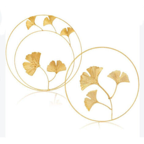 Sollbry 2PCS Décoration Murale En Métal Avec Feuilles De Ginkgo Ornement Mural Feuilles Délicates Léger Et Réutilisable