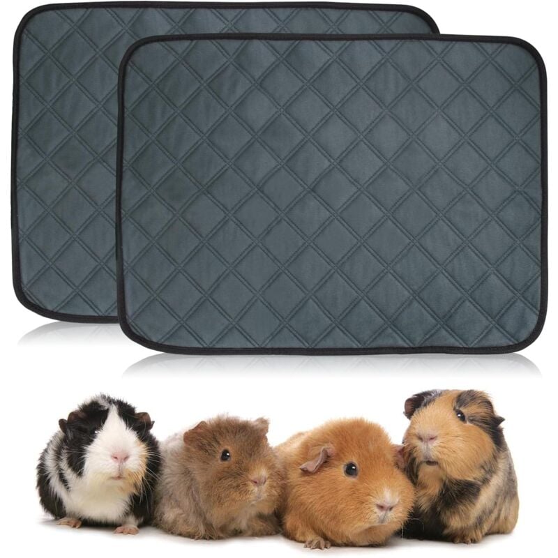 2Pcs Tapis pour Cage De Cochon d'Inde Lavable Couverture Absorbant, Coussinets Pipi Antidérapants, Tapis de Dressage Imperméable et Réutilisable pour