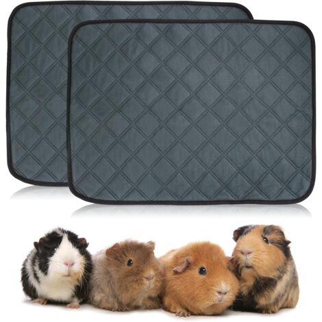 Sollbry 2Pcs Tapis pour Cage De Cochon d'Inde Lavable Couverture Absorbant, Coussinets Pipi Antidérapants, Tapis de Dressage Imperméable et Réutilisable pour Chinchillas Lapins Hamsters, 60  45 cm