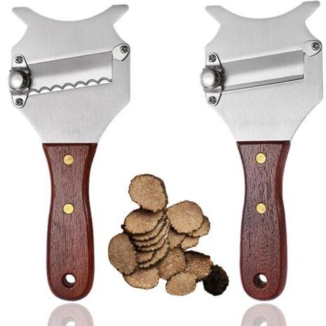 Sollbry 2pcs Trancheur de Truffes Professionnelle Lame D’Acier Inoxydable Tranchante Réglable Trancheur à Fromage Légumes Fruits Éplucheur Ustensiles de Cuisine Truffe Champignons