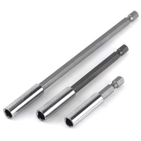 Sollbry 3 extensiones de portapuntas magnéticos de 75, 100 y 150 mm, vástago hexagonal de 1/4 de pulgada.