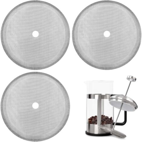 Sollbry 3 filtros de repuesto para prensa francesa de 4 pulgadas, reutilizables, de malla de acero inoxidable, para 8 tazas/34 oz/1000 ml.