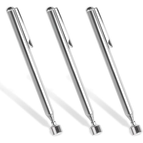Sollbry 3 Pièces Barre Aimantée Extensible Barre Magnétique Aimantée Télescopique Barre Magnétique Télescopique Outil de Levage Magnétique Pick-Up Jusqu'à 64cm pour Vis écrou Clé Pièces Métalliques