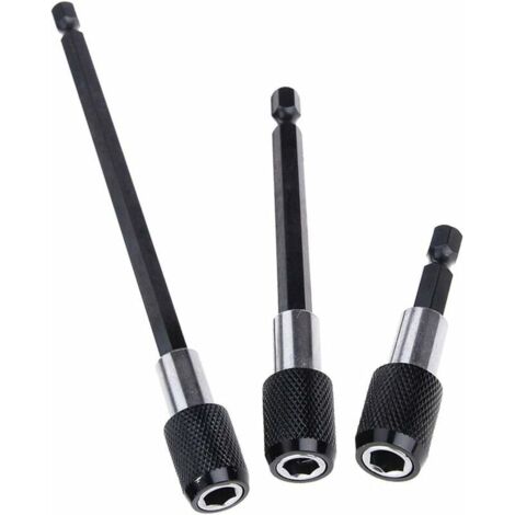 Sollbry 3 pièces porte-embout d'extension magnétique à tige hexagonale de 6,35 mm pour tournevis 60 mm 100 mm 150 mm Kit d'adaptateur de mandrin d'extension à dégagement rapide pour vis, écrous et tou