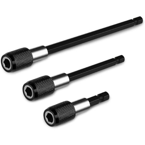 Sollbry 3 varillas de extensión magnéticas, brocas para destornillador eléctrico, broca hexagonal de 1/4", barra de liberación rápida, soporte para brocas de destornillador, 60/100/150 mm
