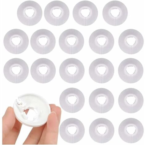 Sollbry 30 Pcs Cache-Tuyau,Colliers De Pipe Couvercles De Tuyaux De Radiateur En Plastique Pour Tuyau, Rosaces De Recouvrement (Blanc)