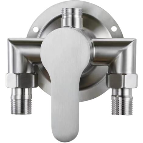 Sollbry 304 Stainless Steel Wall Mounted Shower Control Valve, Exposed Shower Mixing Valve with Brushed Finish, Hand Operated Plumbing Faucet, Bathroom Faucet for Cold and Hot Water
