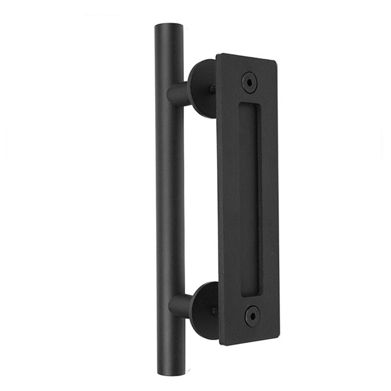 Sollbry - 30CM Poignée de Porte Coulissante, Noires Avec Poignée de Porte Coulissante, Grande Taille Rustique, Convient pour Portails, Garages,