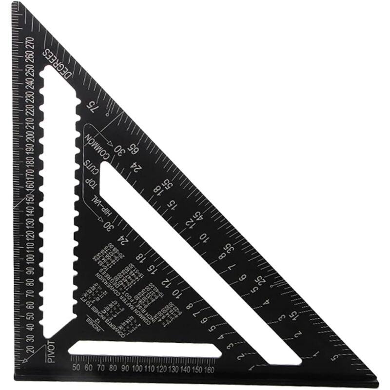 Sollbry - 30cm Rapporteur Triangle Alliage d'Aluminium Équerre Charpentier Triangle Metrique Professionnel Menuiserie Règle d'Angle Règle