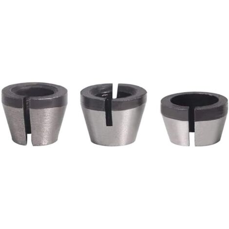 Sollbry 3Pcs Collets Mandrin à Pince de Machine de Gravure Adaptateurs Collets Mandrin Tête Adaptateur Convertisseur pour Défonceuse Machine de Coupe Électrique Mèche de Routeur - 6mm 6.35mm 8mm