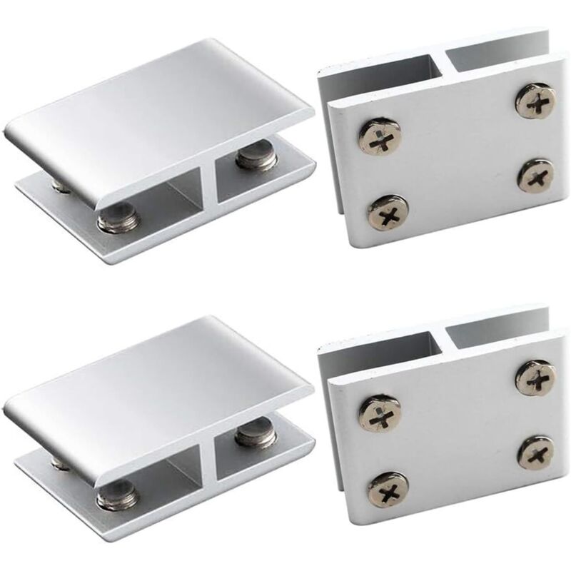 Sollbry - 4 abrazaderas de vidrio de aleación de aluminio para fijar el vidrio a ambos lados de los paneles de la mesa de ducha. Abrazadera ajustable
