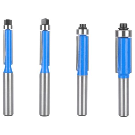 Sollbry 4 brocas de 8 mm para copiar, herramientas de fresado para carpintería, con rodamiento superior y vástago de corte al ras.