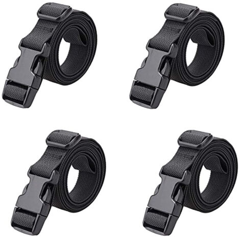 Sollbry 4 correas de hebilla de liberación rápida de 25 mm para maletas, correas de trinquete de plástico pequeñas para sujetar y mover equipaje (negras, 25 mm, 1,8 m)