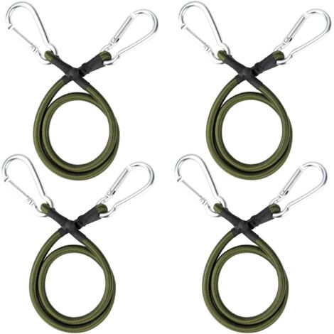 Sollbry 4 cuerdas elásticas con mosquetón de 60 cm, con ganchos, para equipaje, lonas de camping, tiendas de campaña, equipaje y bicicletas.