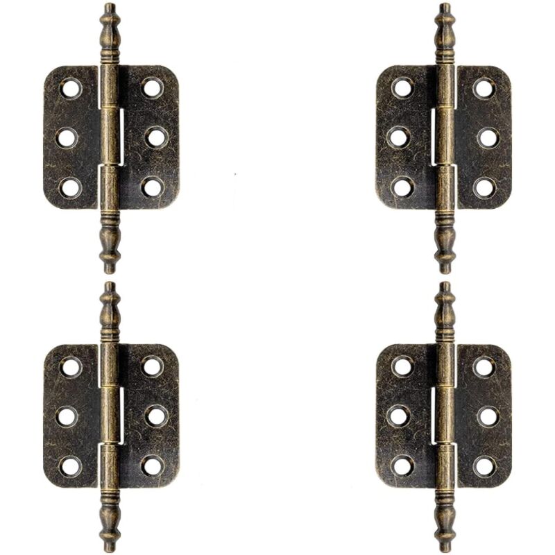 Sollbry - 4 pcs Charnière Laiton Antique Charnière Plate Vintage 70 35mm Charniere Porte Placard Vintage Charnières Pliantes en Bronze Charnière