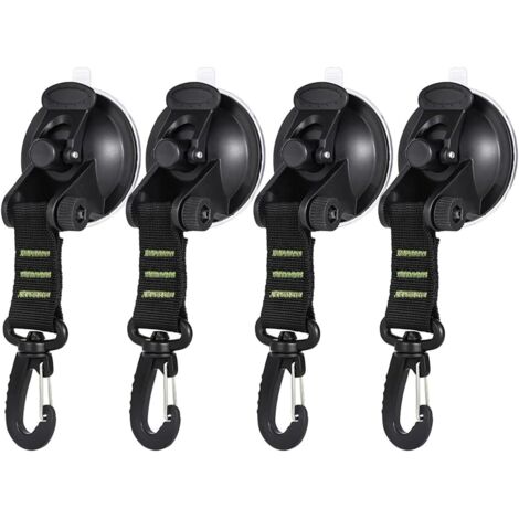 Sollbry 4 Pcs Ventouse，Ventouse d'ancrage à ventouse robuste avec crochet de fixation, ventouse puissante pour bâche de camping, auvent latéral, voiture, van, camion