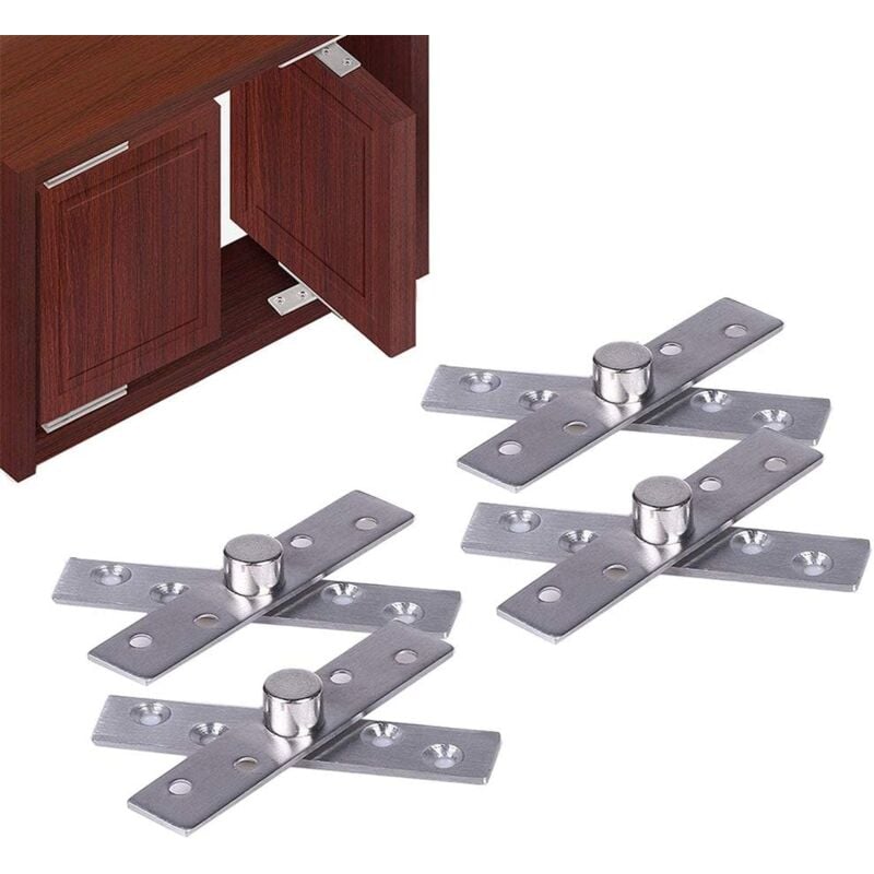 Sollbry - 4 Pièces Charnières Pivotantes en Acier Inoxydable, Charnières Pivot Porte à Rotation Cachée de 360 Degrés, Charnière de Porte Supérieure