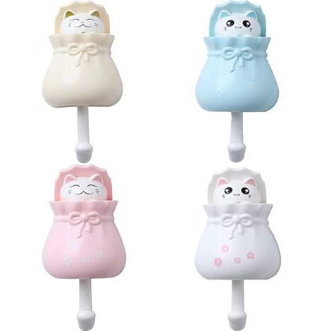 Sollbry 4 Pièces Crochets Muraux pour Animaux，Crochet Adhésif pour Enfants，Crochet Porte-Serviettes pour Enfants, Crochets Adhésifs Décoratifs pour Enfants pour Manteau, Serviette, Clés, Sacs, Chapeau