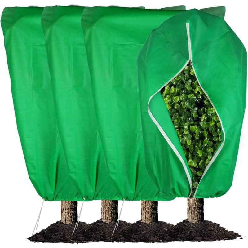 Sollbry 4 Pièces d'hivernage Plantes 80x120 cm Housse Bâche Protection Non Tisséeavec Cordon Serrage et Fermeture Éclair pour Jardin Exterieur