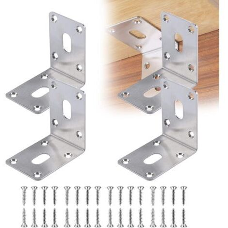 Sollbry 4 Pièces équerres d'angle en Acier Inoxydable, Équerre de Coin, Equerre Metal L Shaped Bracket pour Abri de Jardin, Abri de Jardin, Plate-Bande Surélevée, établi(70 X 70 X 50 mm)