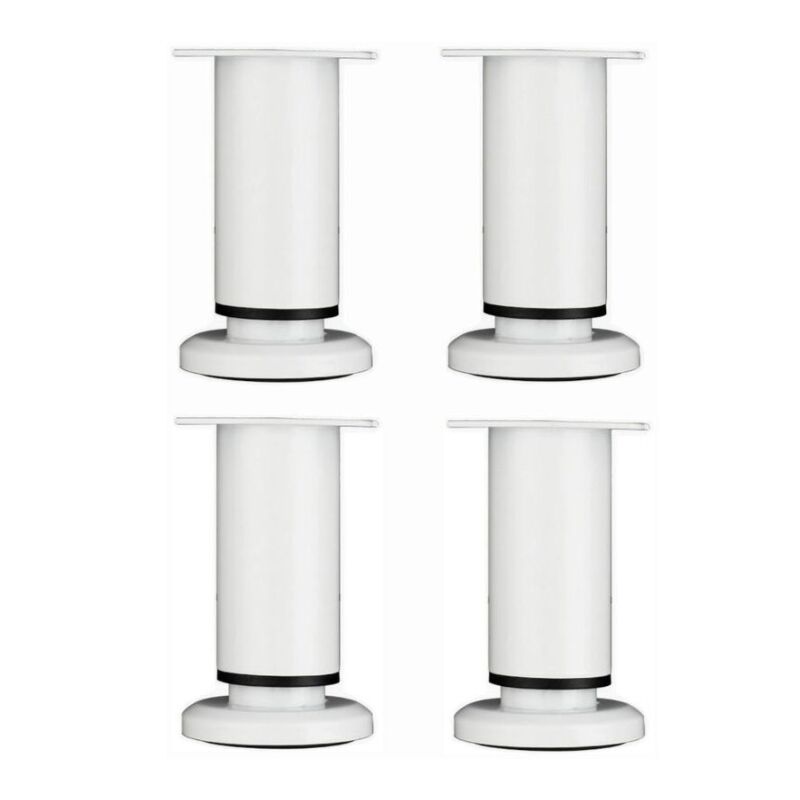 4 Pièces Pieds de Meubles Réglables 12cm Blanc Jambe de Table Rond en Métal pour Canapé Armoire Lit avec Vis - Sollbry
