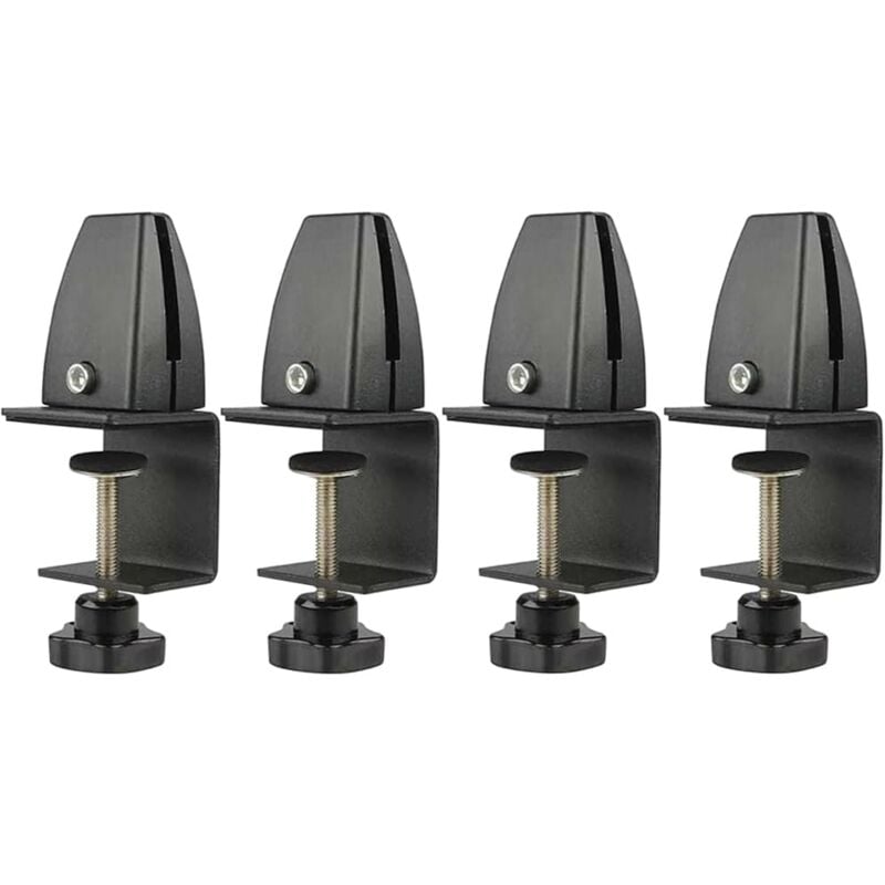 Sollbry - 4 Pièces Pinces Verre Réglable en Alliage d'Aluminium Pince de Table en Plexiglas Support de Cloison Clip de Séparation d'Écran pour