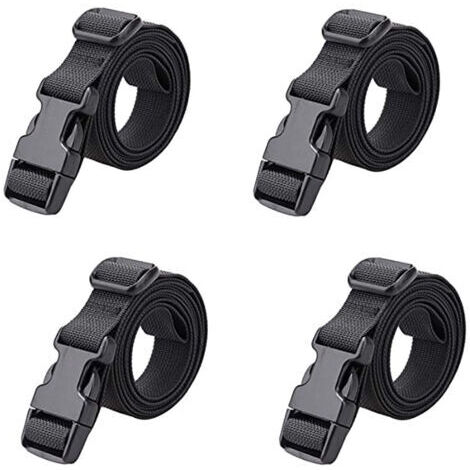 Sollbry 4 pièces Sangle à Boucle Rapide 25 mm Sangle Valise Petite Sangle à Cliquet Plastique pour Arrimage Bagage Fixation Déménagement (Noir - 25 mm, 1.8 m)