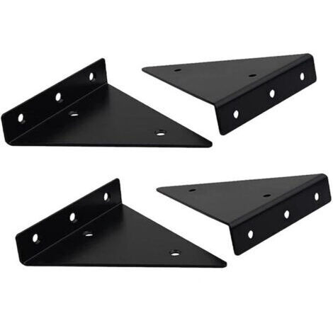 Sollbry 4 Pièces Supports d'étagère Flottants, Supports à Tablettes Muraux Triangulaires Invisibles avec Vis, Equerre Etagere Murale Métal pour étagère pour Déco Salon, Chambre (130 × 135mm)-Noir