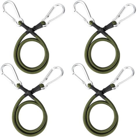 Sollbry 4 Pièces Tendeurs Elastique avec Mousqueton Sandow Elastique 60cm Tendeurs Elastique avec Crochets Cordon Élastique Corde de Bagage Elastique Sangles pour Camping Bâches Tente Bagages Vélo