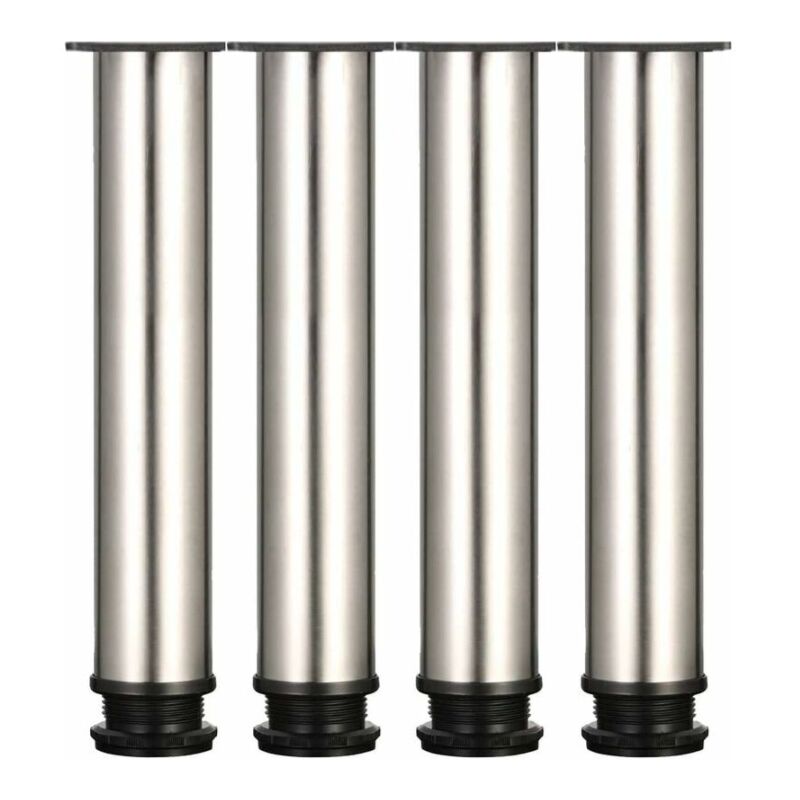 Sollbry - 4 pieds réglables - hauteur 250 mm, pieds de meuble épais, hauteur réglable 0-15 mm, pieds de table, pieds de meuble, acier inoxydable