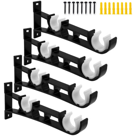 Sollbry 4 soportes para barra de cortina, soportes de barra de cortina, soporte de pared ajustable de aleación de aluminio para barras de cortina de 23 mm a 33 mm.