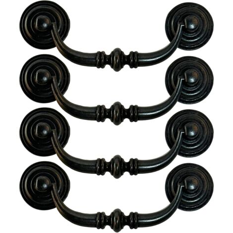 Sollbry 4 tiradores de cajón estilo antiguo con tornillos, gancho retro decorativo de 12,5 cm para cocina, color negro