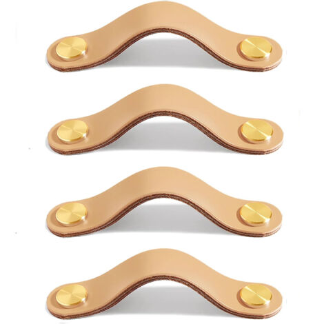 Sollbry 4 tiradores de cuero para gabinetes, cajones y puertas, con tornillos para gabinetes de cocina (13,8 cm, color carne) (13,8 x 2,5 x 0,3 cm)