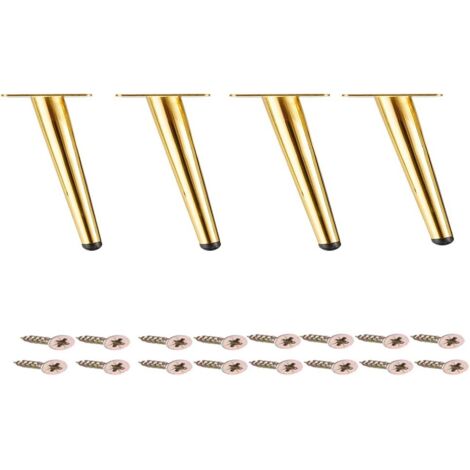 Sollbry 4-Zoll-Eisenmöbel-Tischbeine, goldene runde, konische Sofabeine, schräge Metallschrankbeine, Möbelbein-Hardware für Couchtisch, 4er-Set