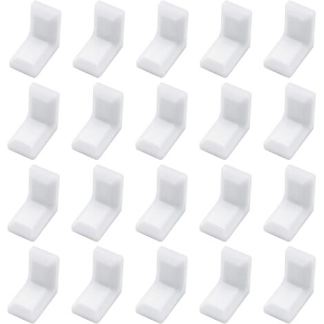 Sollbry 40 soportes de esquina en forma de L con cubierta de plástico blanca para estante de gabinete