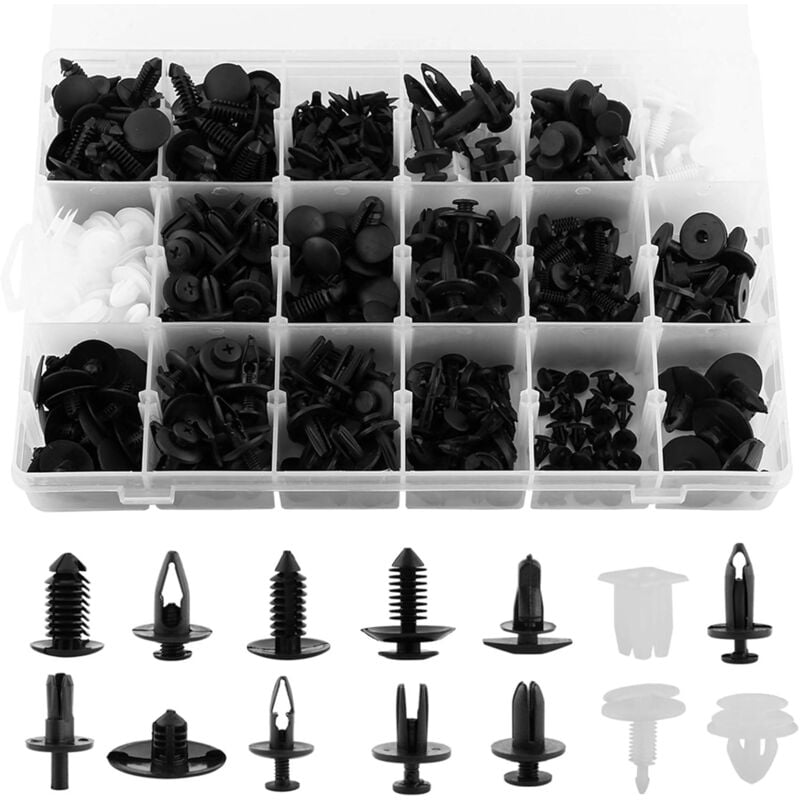 Sollbry - 415PCS Clips de Retenue de Pare-chocs Rivets en Plastique de Voiture Attaches Kit de Retenue de Poussée Auto Push Pin Rivets Set Panneau de