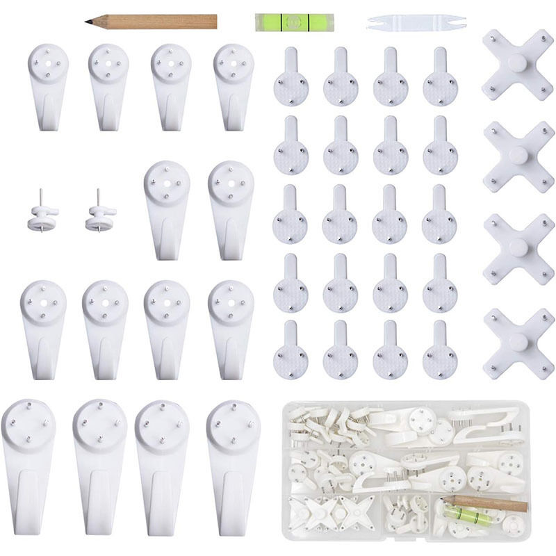 Sollbry - 43pcs Accroche Tableau Sans Percer Blanc Fixation Murale Sans Percer Crochet en Plastique pour Accroche Cadre Crochet Tableau Cadre Photo