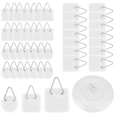 Sollbry 45 Pieces Adhesive Hooks Adhesive Picture Hangers Adhesive Holders Adhesive Frame Attachment Adhesive Vertical Holders Wall Plate Holders Adhesive Picture Hook