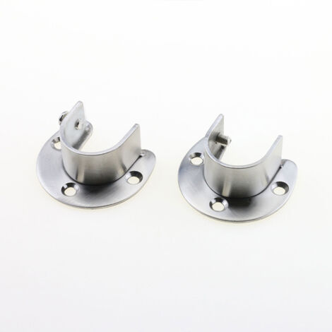 Sollbry 4er-Pack Kleiderstangenhalterungen aus Edelstahl, U-förmiger Stangensockelflansch, Endhalterungen für Kleiderstangenhalterungen mit Schrauben, Silber (25 mm)