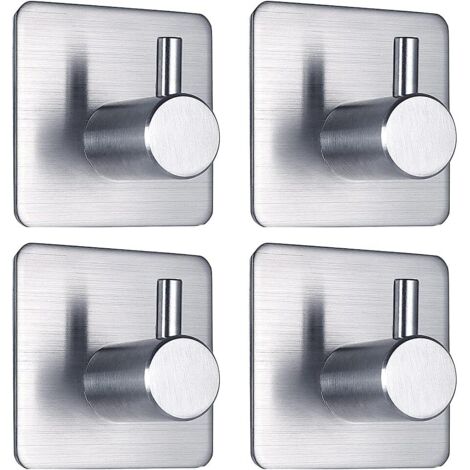 Sollbry 4er-Pack selbstklebende Handtuchhaken, Wandhaken, Handtuchhalter, wasserdichte Edelstahlhaken, ohne Bohren, zum Aufhängen von Mänteln, Hüten, Handtüchern, für Badezimmer, Küche, Tür, Fenster, 