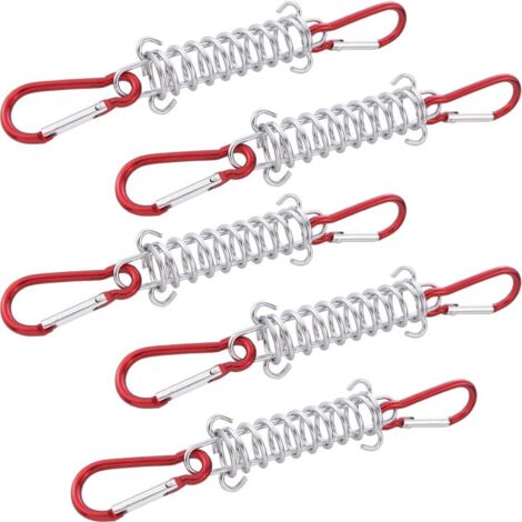 Sollbry 5 ensembles de boucles à ressort pour tente de camping, boucle à ressort pour balançoire de porche avec mousquetons, grilles métalliques robustes, accessoires, tendeur de corde pour auvent pou