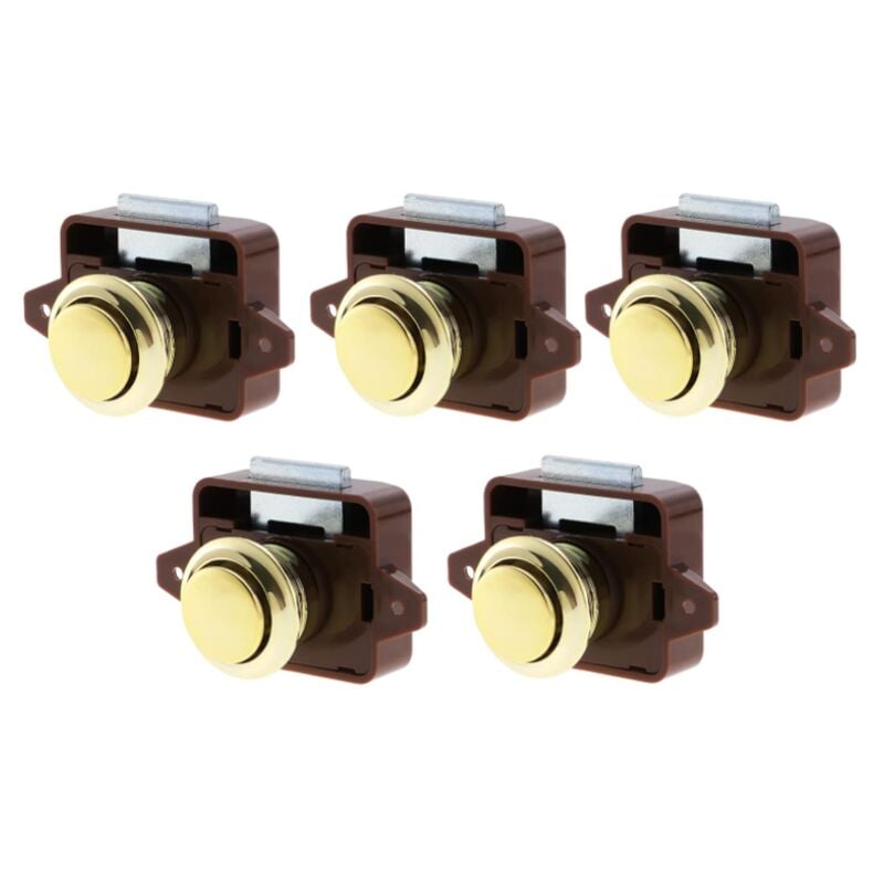 Sollbry - 5 pcs Bouton Poussoir Loquet, Serrure Tiroir et Verrou Porte Placard, Loquet de Verrouillage de Porte Sans clé pour Camping-car, Yachts,