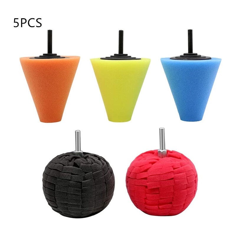 5 Pièces 6mm 8mm Outil de Polissage pour métaux Mousse de Polissage Pad Polissage Boule pour Les Soins des Roues de Voiture Automobile, pour