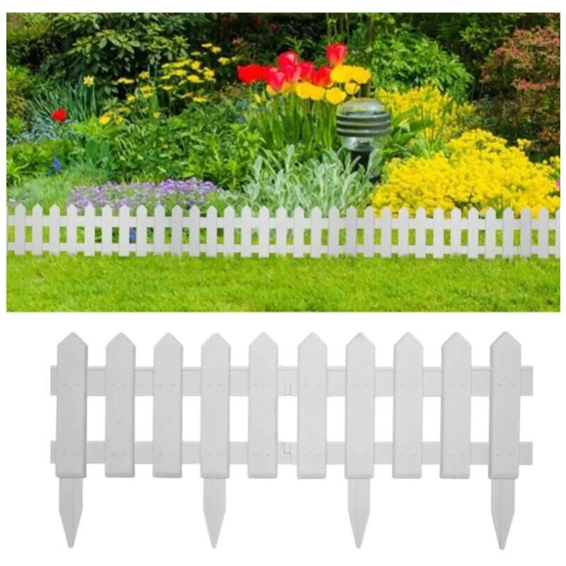 5 pièces Bordure de pelouse blanche 1,9 m, clôture pastorale jardin vert petite clôture - Sollbry