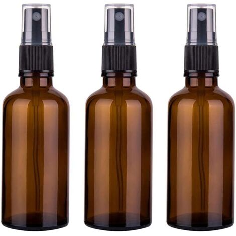 Sollbry 50 ml Braunglas-Sprühflaschen mit Feinnebelsprüher und Staubkappe, leerer nachfüllbarer Sprühbehälter für kosmetische Flüssigkeiten für Wasserblumen, Reinigungsprodukte (3 Stück)