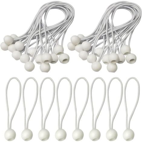 Sollbry 50 Stück elastische Spanner, elastische Kugelspanner, Planenspanner, Spanner mit Kugel, elastisches Bungee für Planen, Zelte, Camping