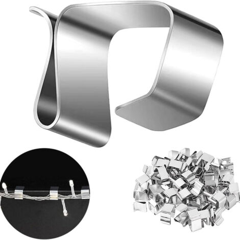Sollbry 50Pcs Stainless Steel Gutter Hooks for String Lights Christmas Light Clips for Garden Decoration and Christmas Decoration，1714mm
