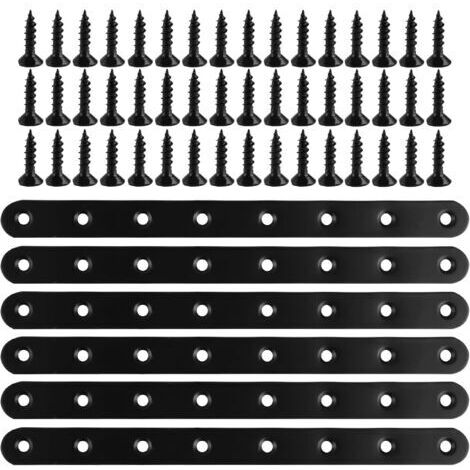 Sollbry 6 Pcs Plaque Perforée Noire Connecteurs plats Support de Plaque Perforée 244 x 20 x 3mm Plaque Fixation Metal Équerre Plate de Fixation Équerres Plates Support pour la Fixation de Meubles