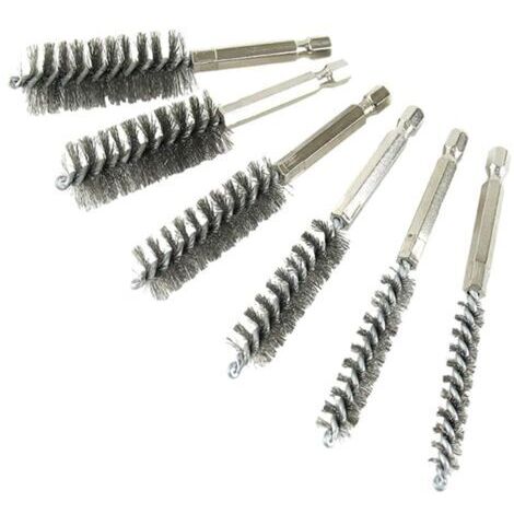 Sollbry 6 Pieces Brosses Métalliques, brosse metallique pour perceuse, Brosse de trou en acier inoxydable, Brosse de Nettoyage pour éliminer Vieille Peinture et Rouille(0.8cm,1cm,1.2cm,1.5cm,1.7cm,1.9